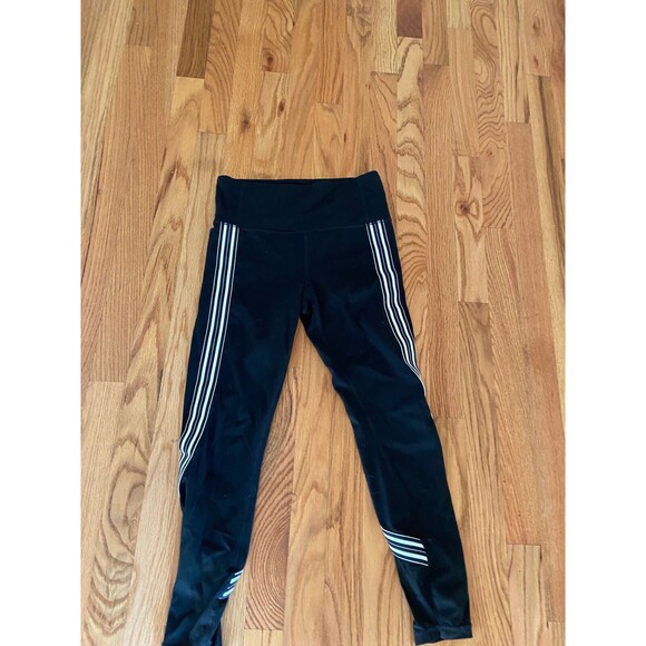 Athleta Small Side Stripe Salutation 7/8 Tight Black White Mesh Piecing Yoga - Picture 2 of 5